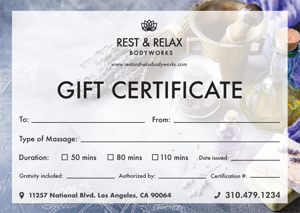 Rest and Relax BodyWorks Gift Card